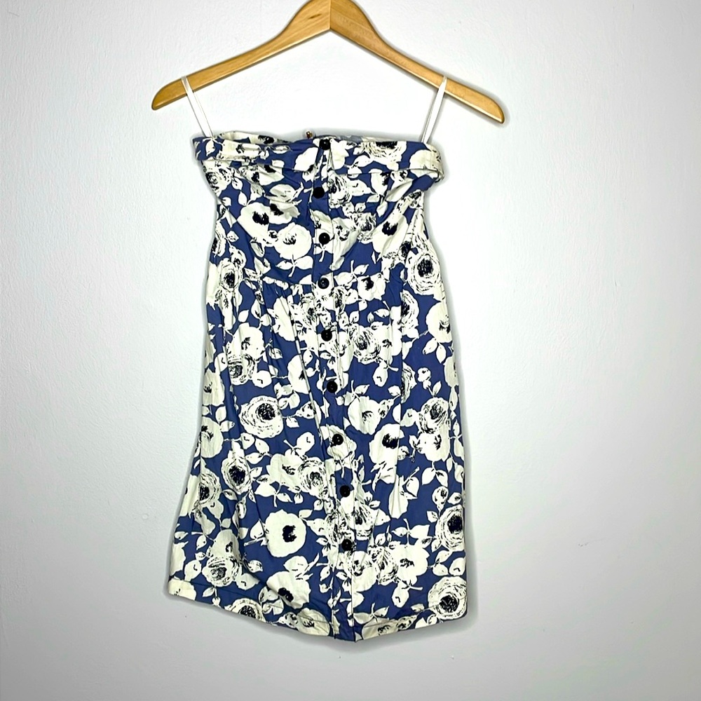 Floral Strapless Summer Dress With Pockets M